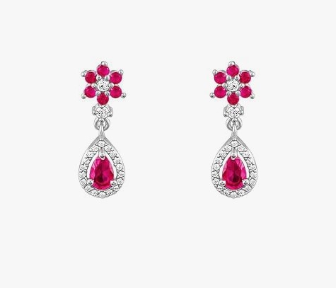 925 Silver Pink Flower Earrings